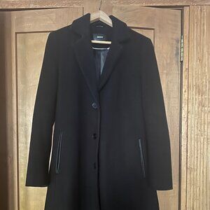 DKNY Womens  Black Wool blend winter coat- Size Large